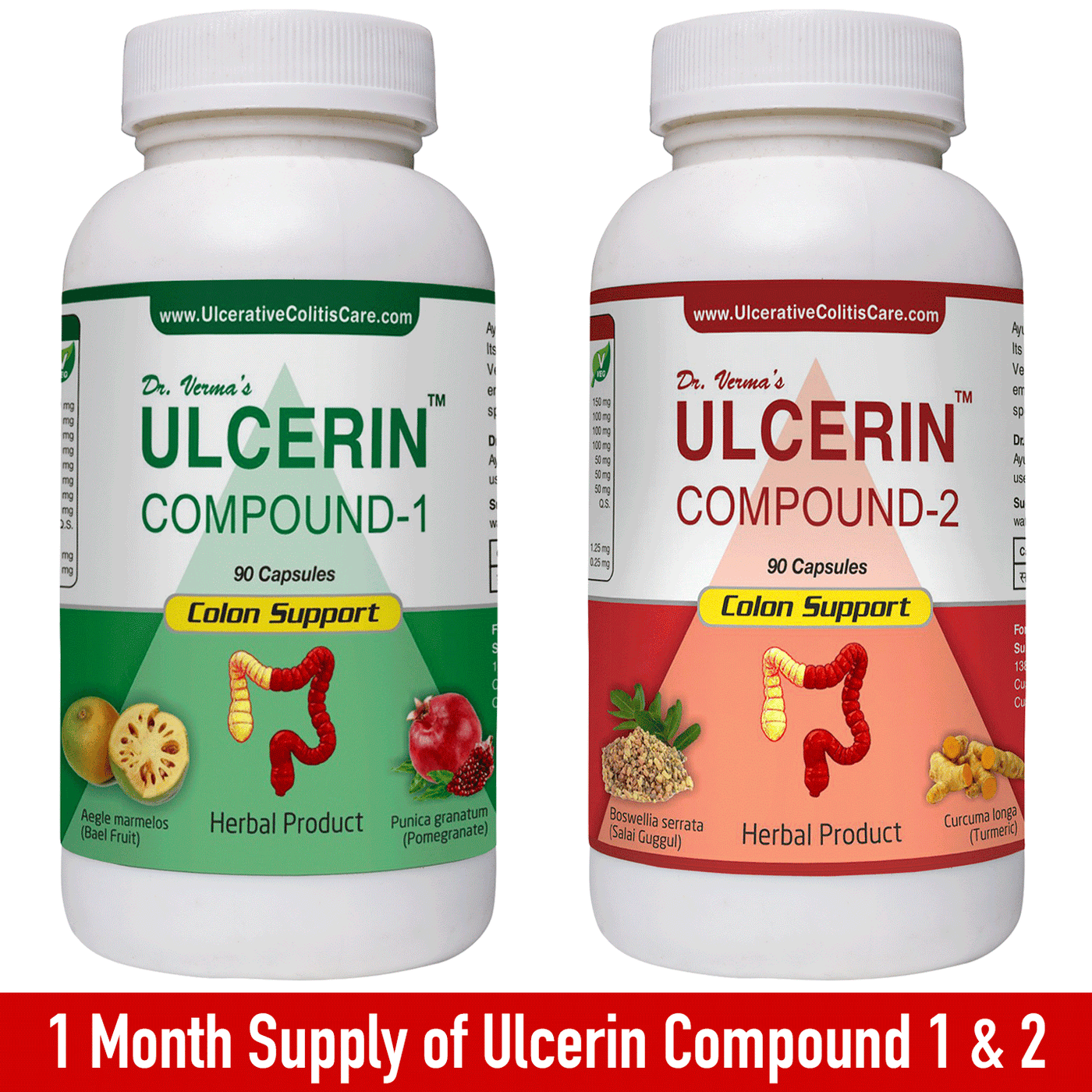 Ulcerin Compound 1 & 2 Capsules - 1 Month Supply - Sushruta Clinic